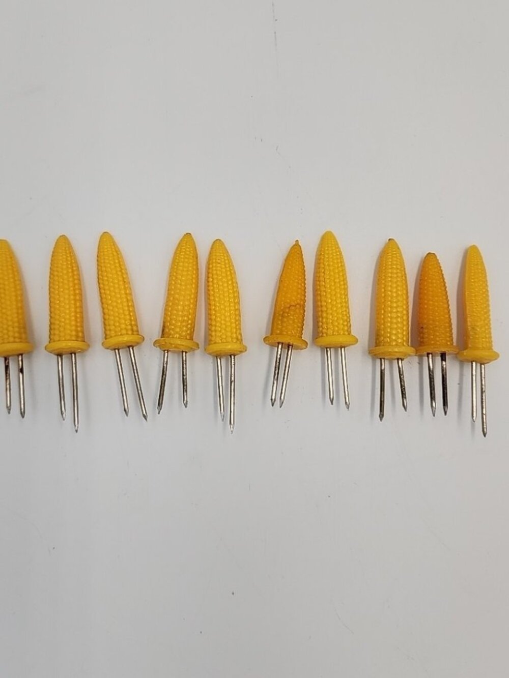 Lot of 10 Unbranded Corn Cob Forks Holders Appetizer Design Mini Yellow Vintage